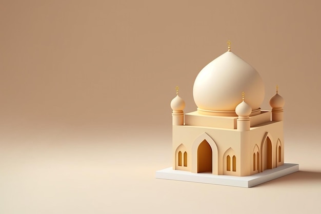 Mini leere Moschee 3D-Rendering realistischer Hintergrund