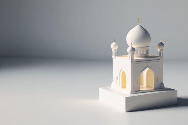 Mini mezquita vacía representación 3d fondo realista