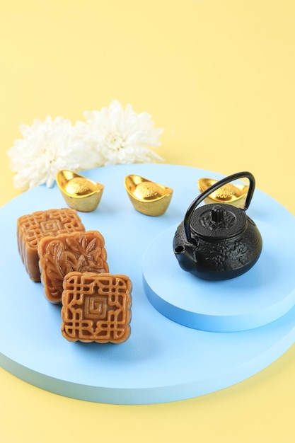 Mini pastel de luna tradicional horneado cuadrado para el festival chino del medio otoño