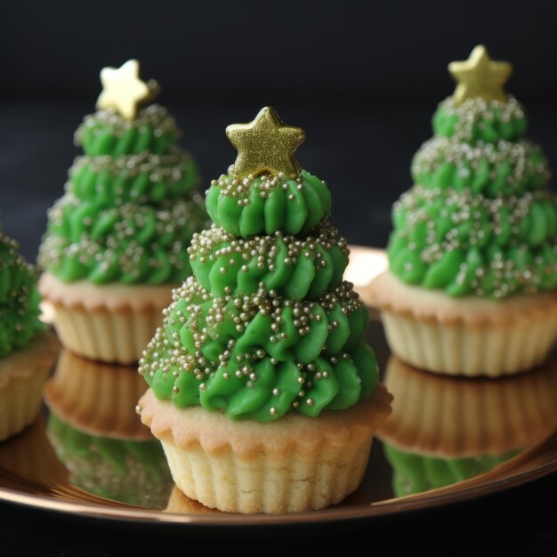 Mini pasteles navideños Sparklecore con decoraciones de árbol de Navidad