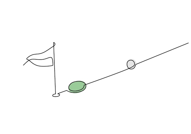 Foto mini pelota de golf dibujo de una línea tema deportivo dibujado a mano continuo