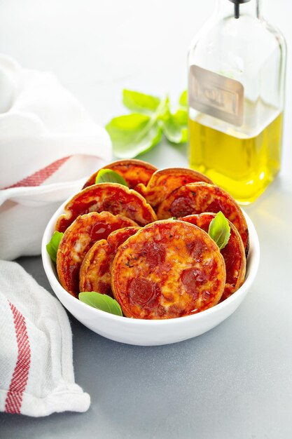 Las mini pizzas de pepperoni