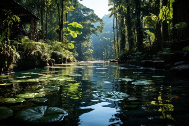 Foto mini queda de água na montanha da floresta