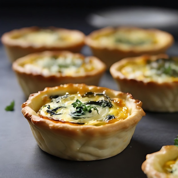 Foto mini quiche de brcolis e queijo feta generado por la ia