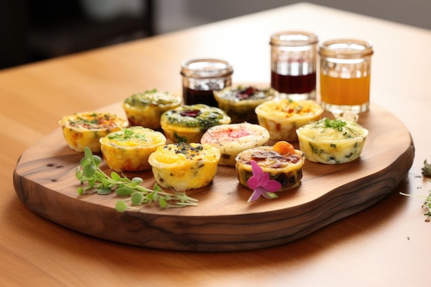 Foto mini quiches em uma travessa variedade de sabores