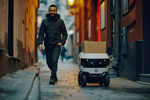 Mini robot de entrega una maravilla compacta de innovación tecnológica que revoluciona la logística entrega de última milla con eficiencia comodidad movilidad autónoma para un futuro más inteligente y racionalizado