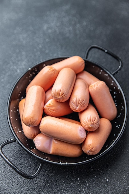 mini salsicha mistura de carne fresca porção dietética saudável refeição comida dieta natureza morta lanche na mesa