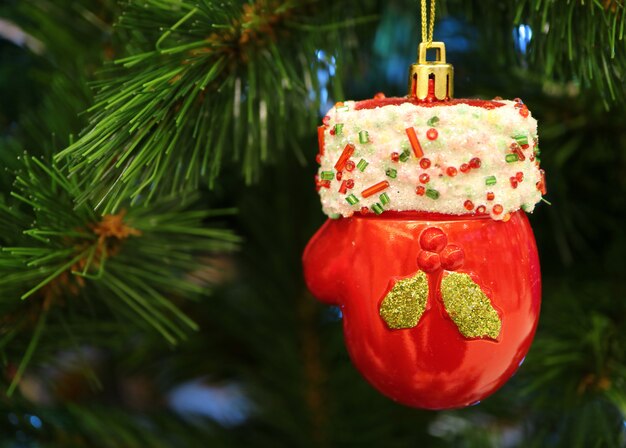 Mini Santa Claus Red Glove-Keramikverzierung, die am Weihnachtsbaum hängt