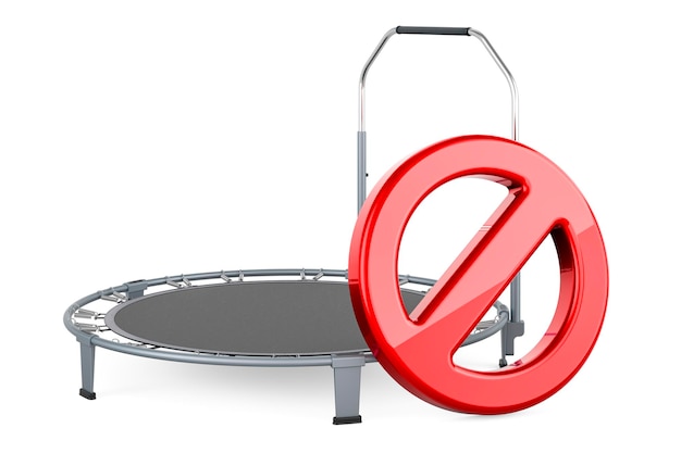 Mini trampolín Fitness Rebounder con símbolo prohibido representación 3D