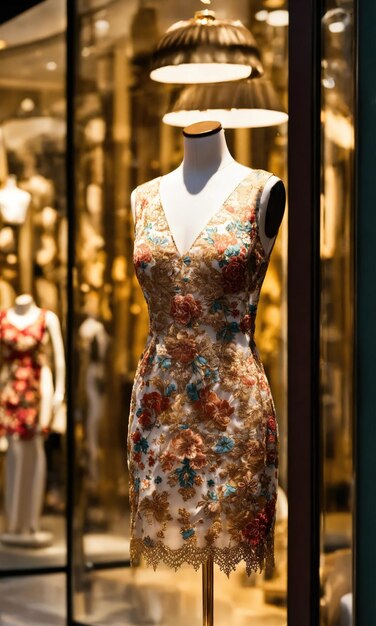 mini vestido com decollete baixo em um manequim ai generativo