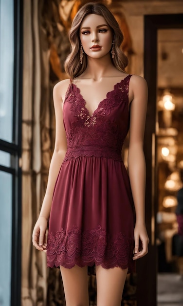 mini vestido com decollete baixo em um manequim ai generativo