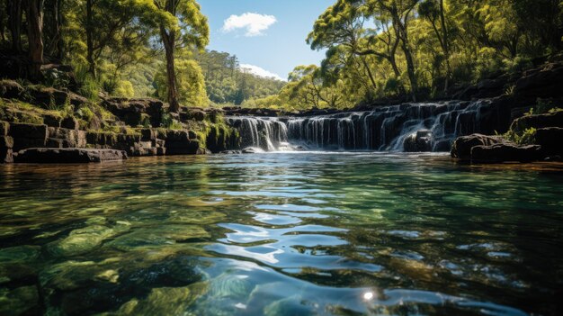 Mini-Wasserfall mit natürlichem Pool