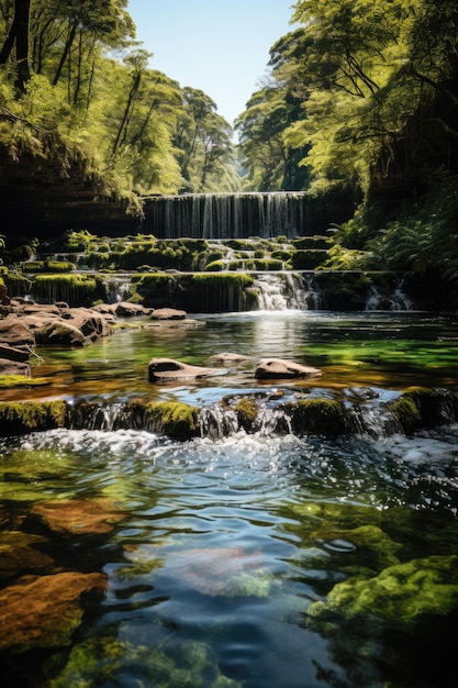 Mini-Wasserfall mit natürlichem Pool