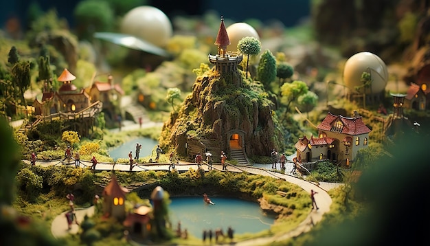 Miniatur-Fantasiewelt in Kürze, Tiltshift-50-mm-Foto