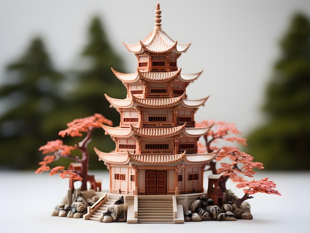 Miniatur-Holzpagode Heilige Gebäude des Buddhismus