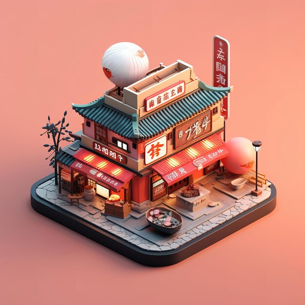 Miniatur-isometrische Sushi-Bar