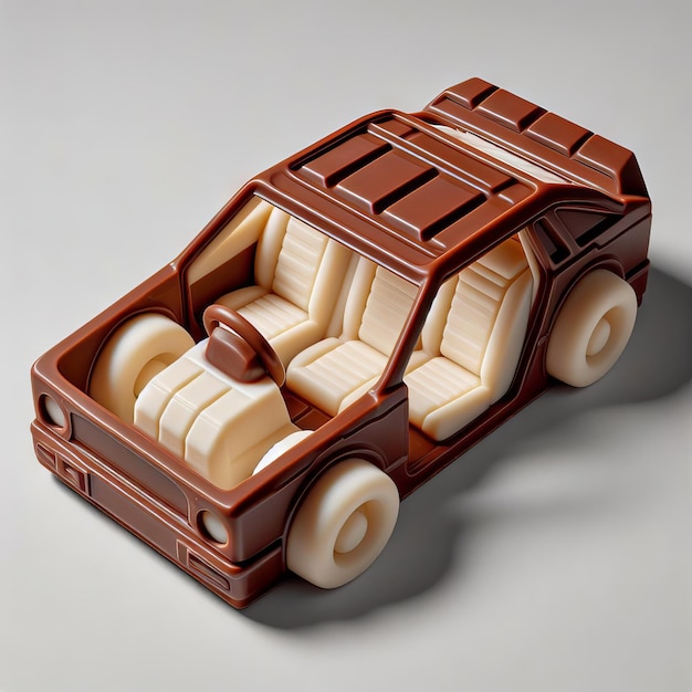 Foto miniatur-schokoladen-auto der perfekte biss für auto-enthusiasten