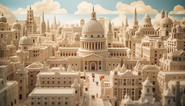 Miniatur Super süße Lehmwelt ein Spielzeugmodell einer Londoner Stadt einschließlich populärer Bereiche im Stil