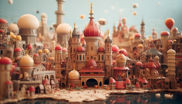 Miniatur Super süße Lehmwelt ein Spielzeugmodell einer Londoner Stadt einschließlich populärer Bereiche im Stil