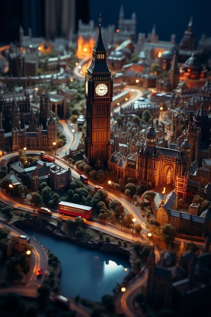 Miniatur-Super-Süße-Tonwelt ein Spielzeug-Modell einer Londoner Stadt einschließlich beliebter Gebiete