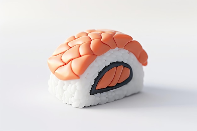 Miniatur-Sushi-Modell 3D auf weißem Hintergrund