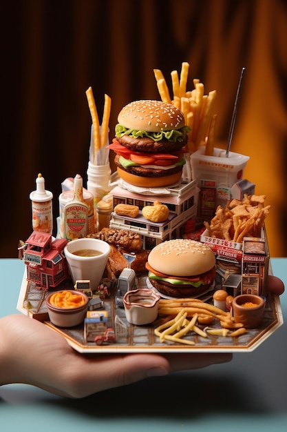 miniatura 3d de fast food