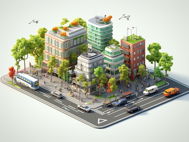 Miniatura de paisagem 3D da cidade