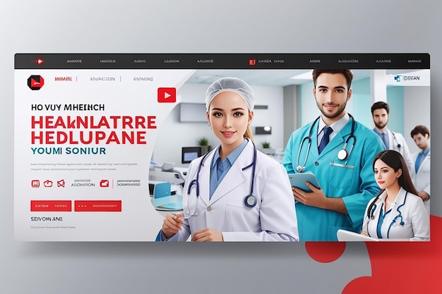 Miniatura de youtube de saúde médica e modelo de banner web de eps premium