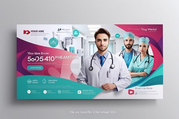 Miniatura de youtube de saúde médica e modelo de banner web de eps premium