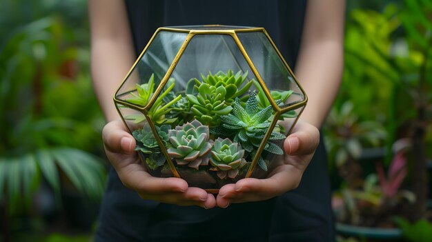 Foto miniatura delícia jardineiras diy criações de terrário de vidro