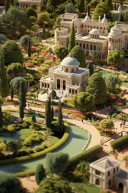 miniatura isométrica do jardin de la concepcin em málaga