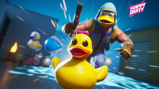 Miniatura oficial do Fortnite renderiza a imagem de pássaros-patos gerada pela Ai