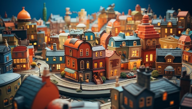 Miniatura super bonito mundo de barro um modelo de brinquedo de uma cidade de Londres, incluindo áreas populares no estilo