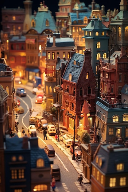 Miniatura super bonito mundo de barro um modelo de brinquedo de uma cidade de Londres, incluindo áreas populares