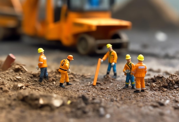 Miniatura de trabajadores de la construcción haciendo su trabajo