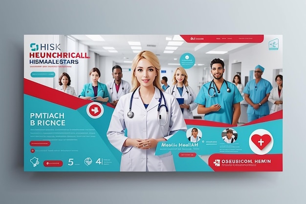 Miniatura de YouTube de atención médica y plantilla de banner web de eps premium