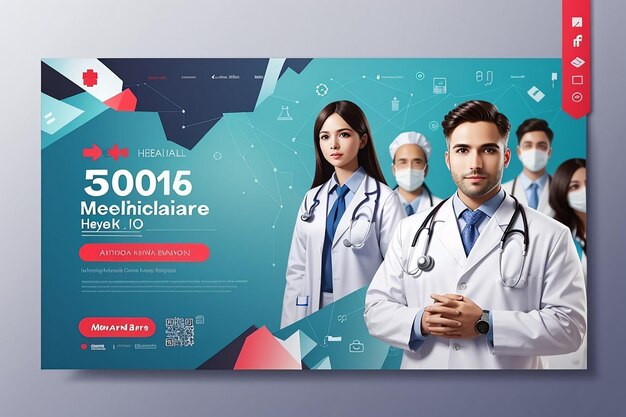 Miniatura de YouTube de atención médica y plantilla de banner web de eps premium