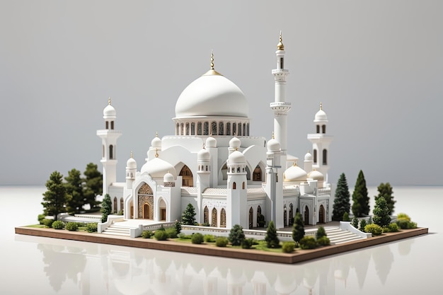 Miniaturmoschee auf weißem Hintergrund