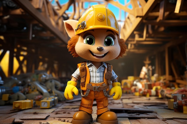 Foto minifigura de lego vestida como un trabajador de la construcción