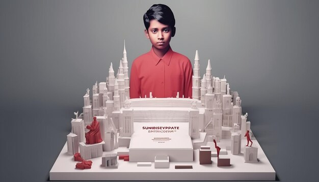 Minimal 3D-Poster-Design für die Jugendpflicht Sumpah Pemuda