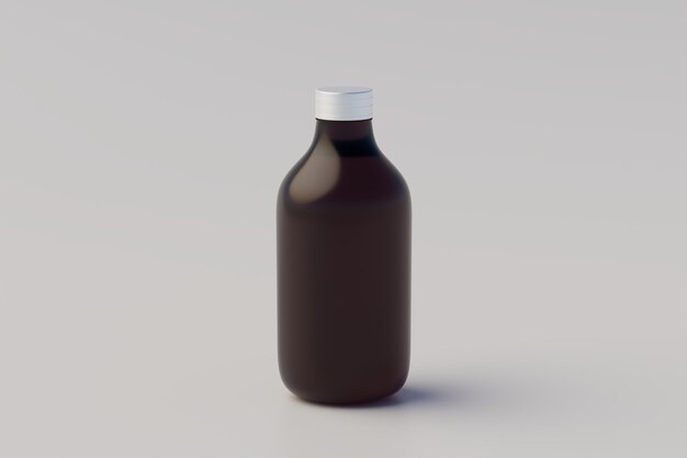 Minimal Concept Cold Brew Coffee Ámbar Marrón Medio Botella de vidrio Empaque Maqueta Múltiples botellas Representación 3D