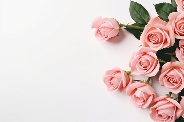Minimal de rosas cor-de-rosa e branco de fundo espaço de cópia