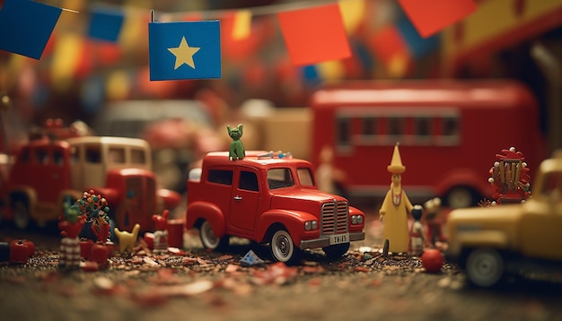 Minimal Fiestas Patrias Chile con objetos en miniatura Festival celebración diorama