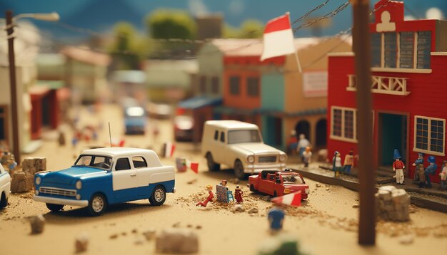 Minimal Fiestas Patrias Chile con objetos en miniatura Festival celebración diorama