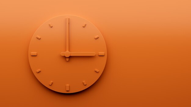 Minimal Orange clock 0300 Three o39clock reloj de pared minimalista abstracto 1500 o 300 Ilustración 3d