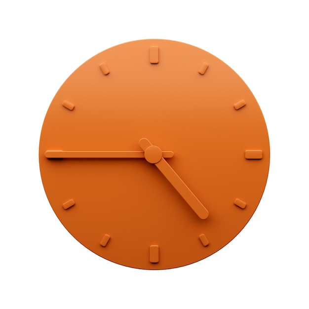 Minimal Orange clock 4 45 o reloj cuarto a cinco reloj de pared minimalista abstracto Ilustración 3d