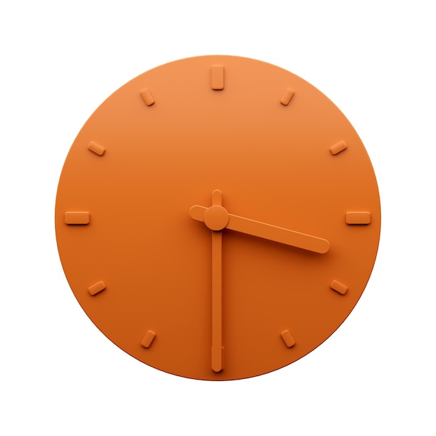 Minimal Orange Uhr 3 30 Halb drei Uhr abstrakt Minimalistische Wanduhr 15 30 3d