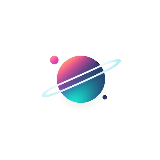 Foto minimal planet logo design em turquesa escura e roxo claro