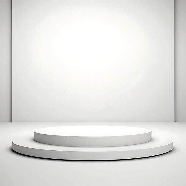 Minimal White Circle Podium Stage auf weißem Studio-Hintergrund