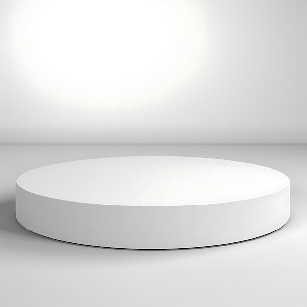 Minimal White Circle Podium Stage em White Studio Background